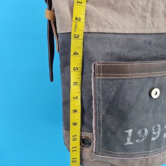 Chloe & Lex Cotton + Leather Crossbody Bag – Vintage Stamp Design - Picture 13 of 15